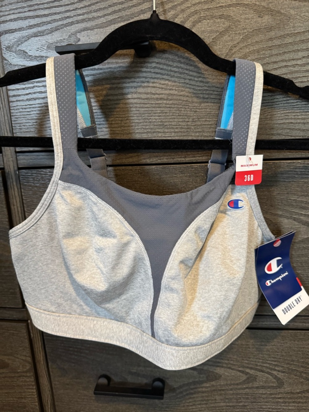 Champion Light Gray & Navy Supportive Sports Bra